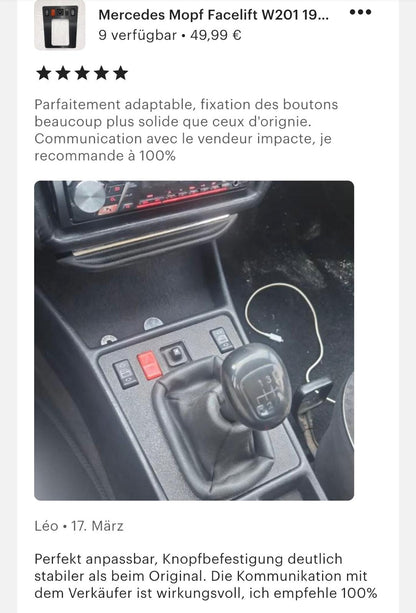Mercedes-Benz W201 Center Console Prefacelift Replika
